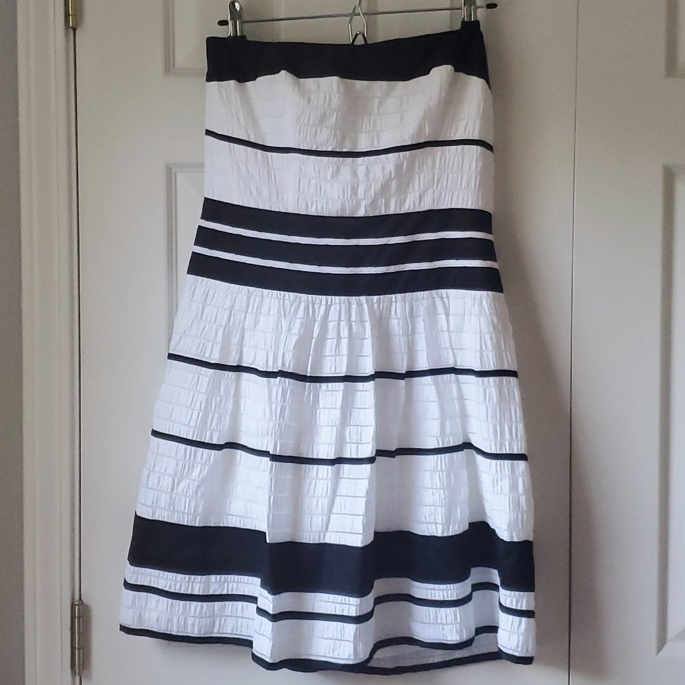 The Limited Black White Stripe Strapless Dress NWT